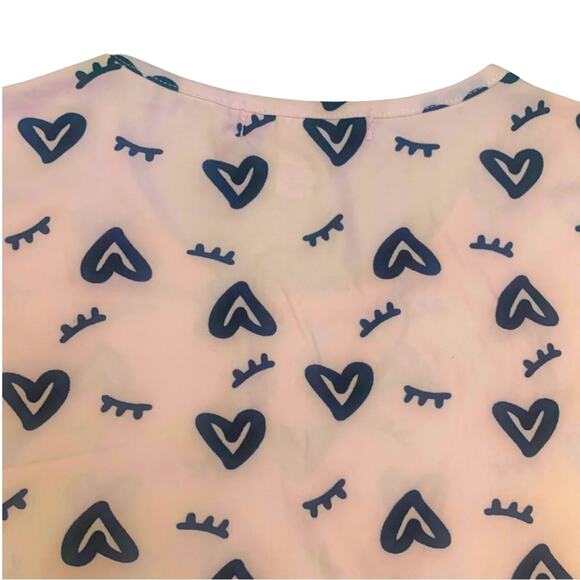 Cute Pink Black Heart Lace Shorts and Sleeveless Top Pajamas Set Pjs Size Small - Picture 9 of 11